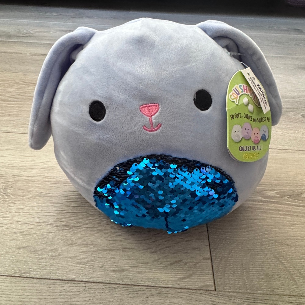 Kellytoy Squishmallow Bunny Rabbit Purple Blue Flip Sequin Plush 2019‎ Q042 8999